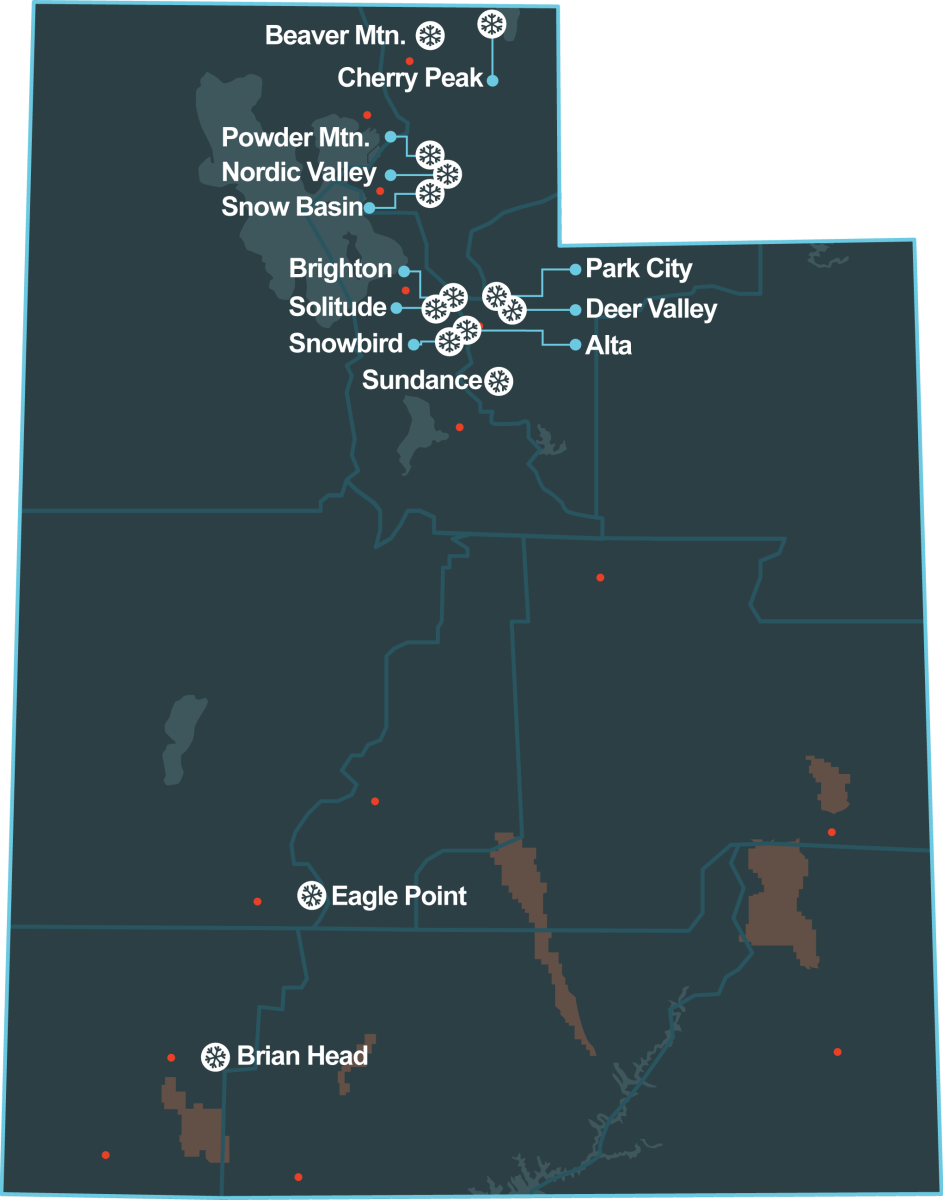 Utah ski resorts map