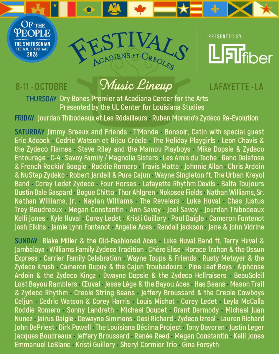 2026 Festivals Acadiens et Créoles Music Lineup