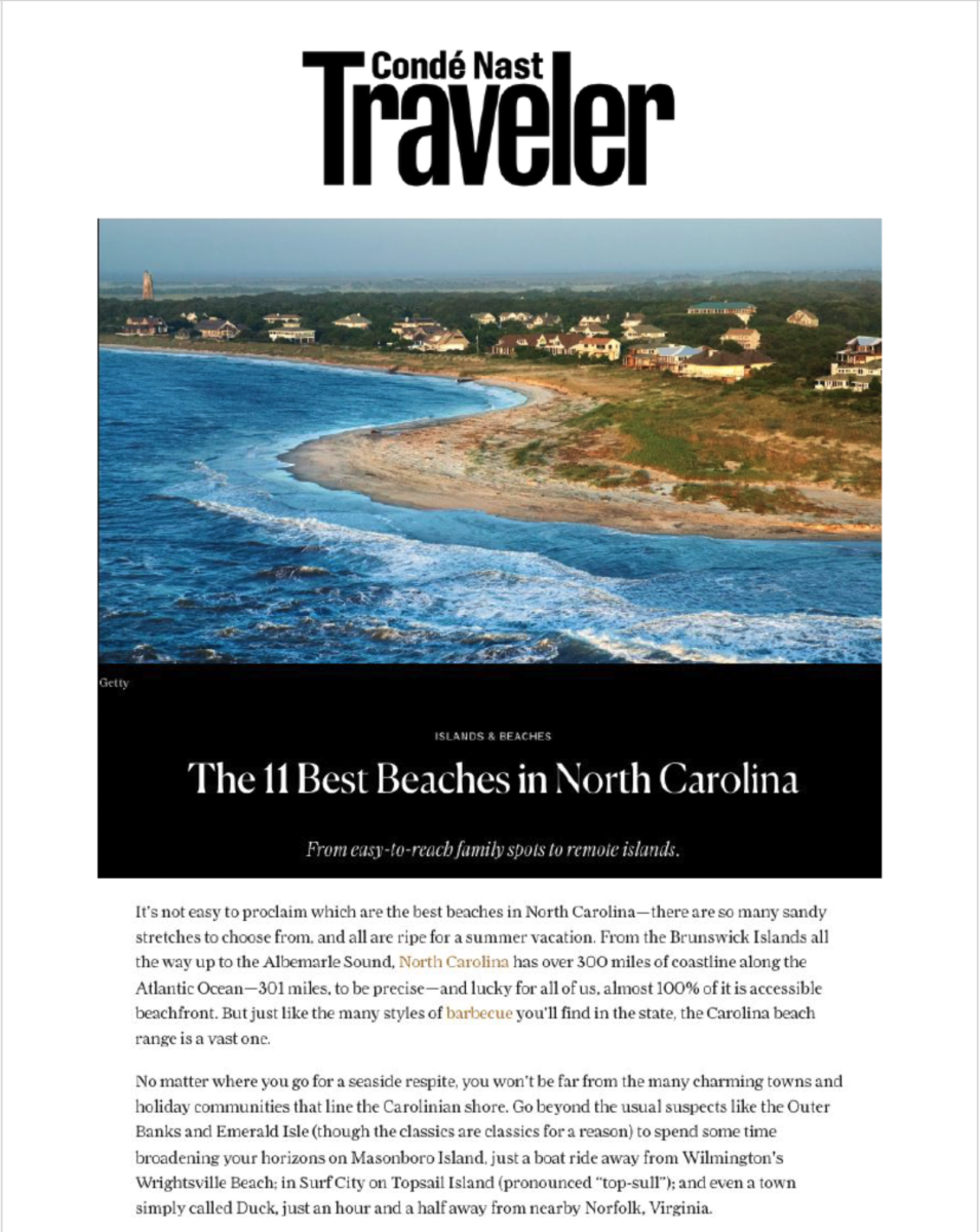 Conde Nast Traveler Best Beaching in North Carolina Cover