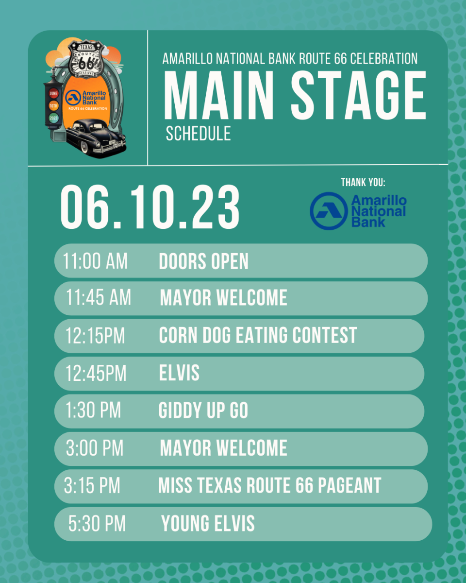 Amarillo National Bank Route 66 Celebration Main Stage Schedule Graphic