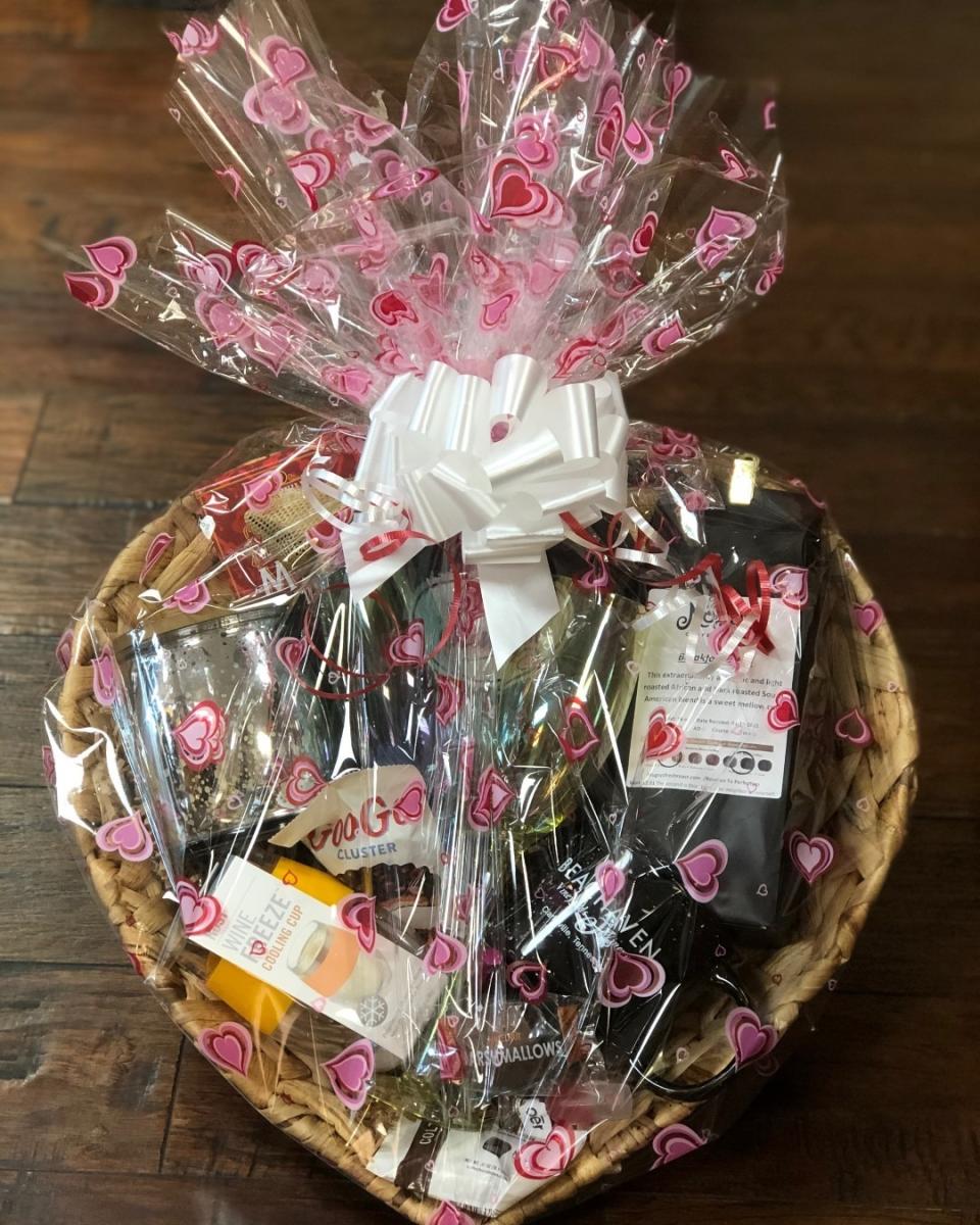 Valentine Day themed gift basket