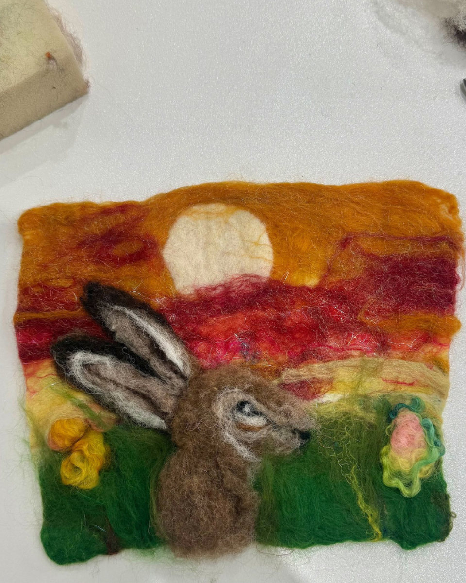 Image shows a piece of felting from the Indigo Crow gallery.