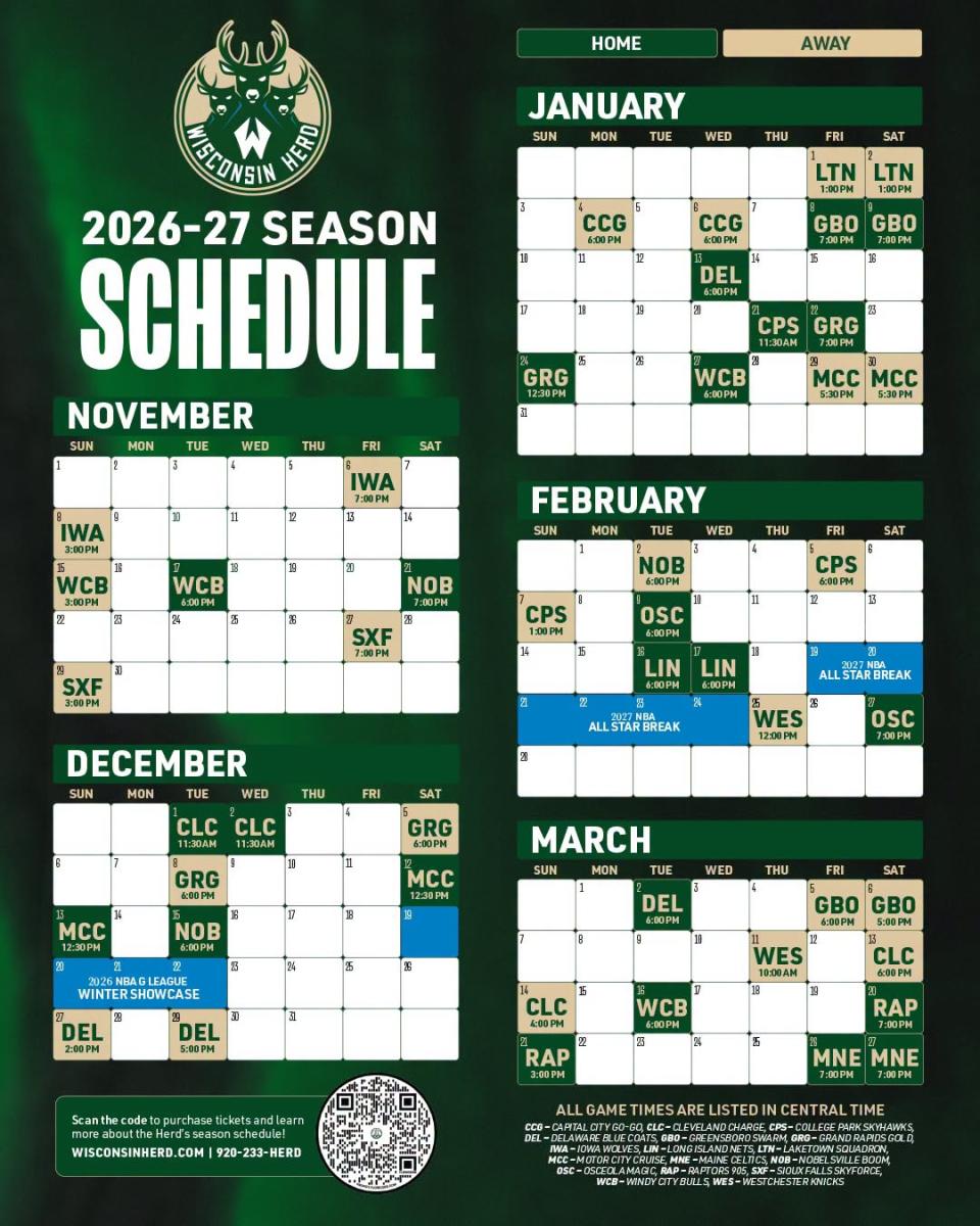 Wisconsin Herd 2026-2027 Schedule