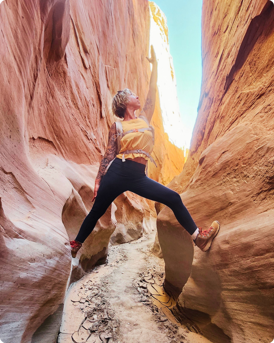 Hiker in Slot Canyon