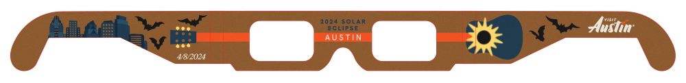 Graphic of Austin solar eclipse glasses.