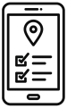 A smartphone with a location pin and checklist