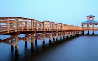 Gazebo and boardwalk over water