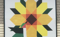 Barn Quilt Yellow and Green with hummingbird