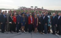 Group photo of elected officials and community leaders at Cruise Terminal 29