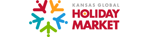 The Kansas Global Holiday Market logo features a colorful snowflake and red text