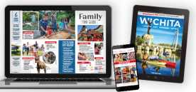 Images of the Spring/Summer 2023 Official Wichita Visitor Guide are shown on a phone, tablet and computer