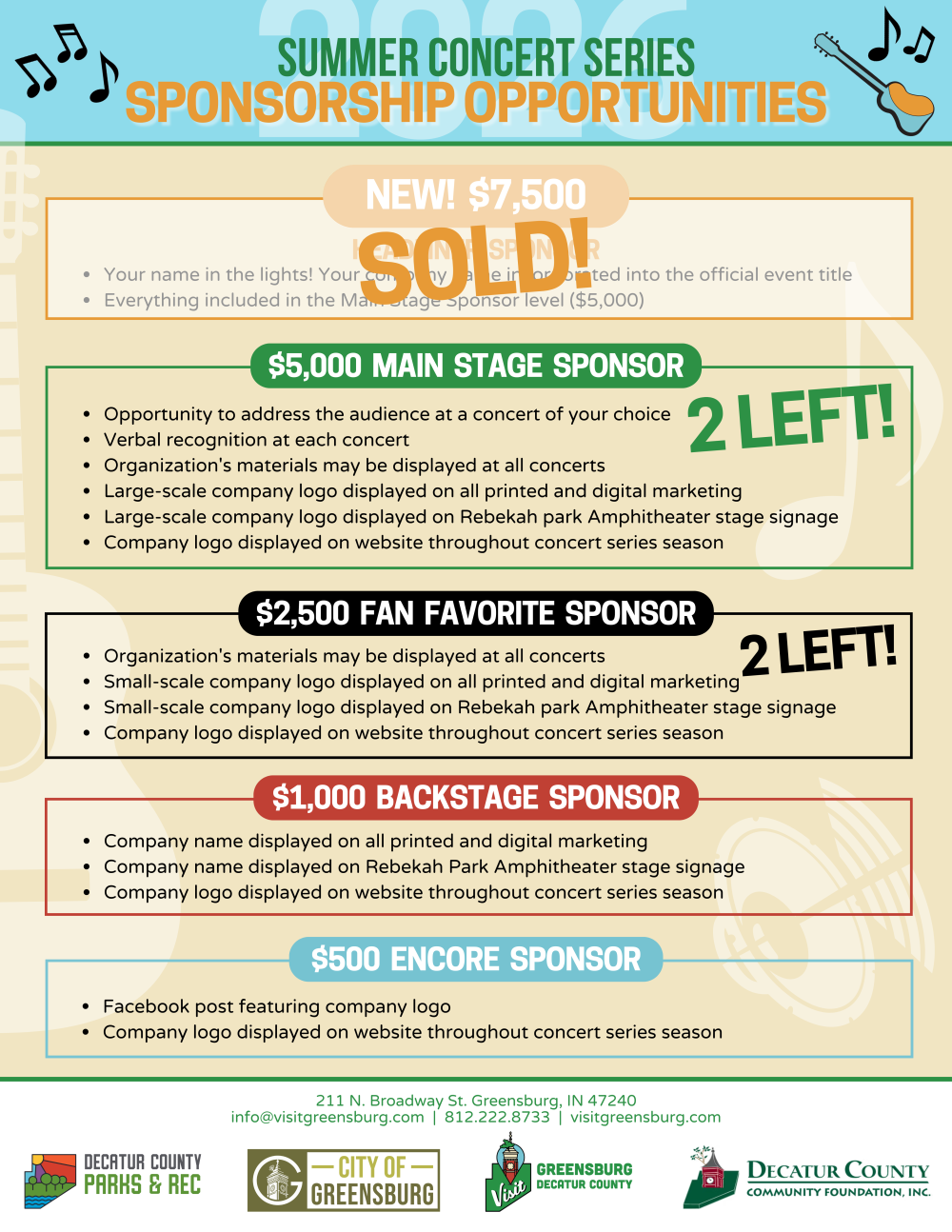 2026 Sponsorship Opportunities (2 left)