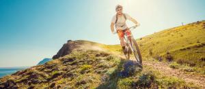 Mountain Biker riding on a trail in Golden, CO