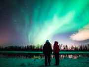 The northern lights add vibrant color to winter nights near Anchorage