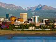 Anchorage skyline with the Chugach Mountains