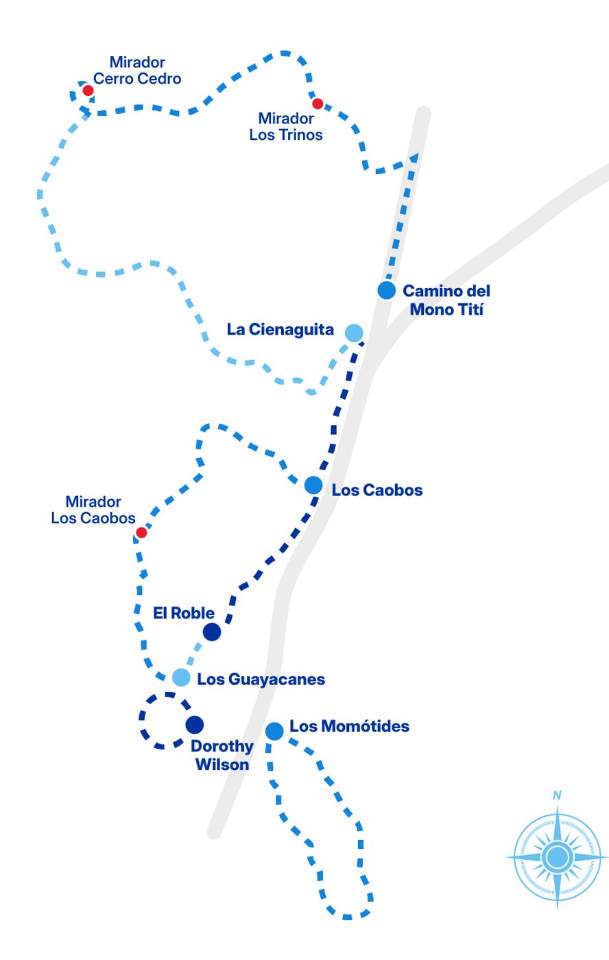 Mapa con senderos del Parque Metropolitano