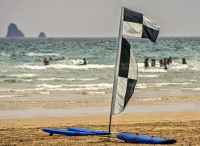 black and white watersports beach flag