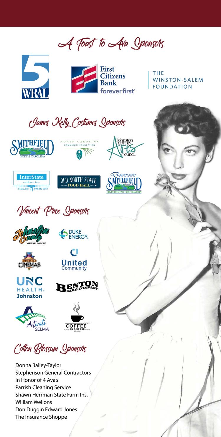 2024 Ava Gardner Festival Sponsors, for October 6-8.