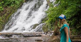 Woman at Waterfall