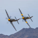 Two World War II-era fighters racing side by side.