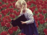Girl With Biltmore Tulips