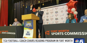 TCU Football Coach Chairs Reading Program