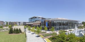 A panoramic photo of the City Springs campus.