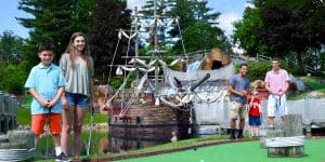 Family at miniature golf course