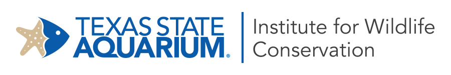 Texas State Aquarium logo next to gray text reading, "Institute for Wildlife Conservation"