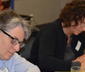 Two women diligently taking notes during the March 2018 Industry Insider Training event