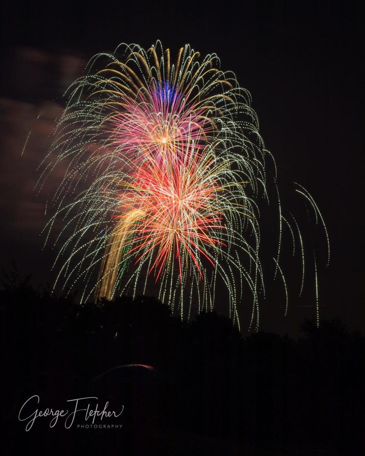 Fireworks over Franklin Park in Loudoun County, VA