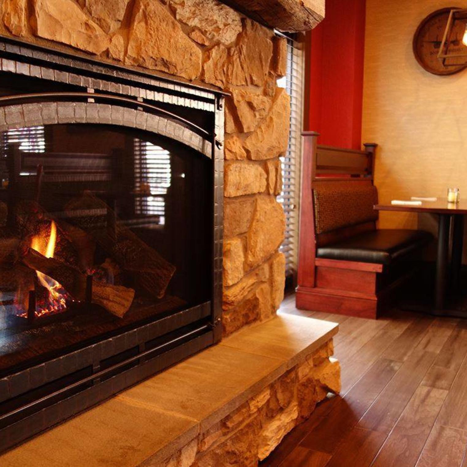 Our fireplace creates a cozy atmosphere for our guests.