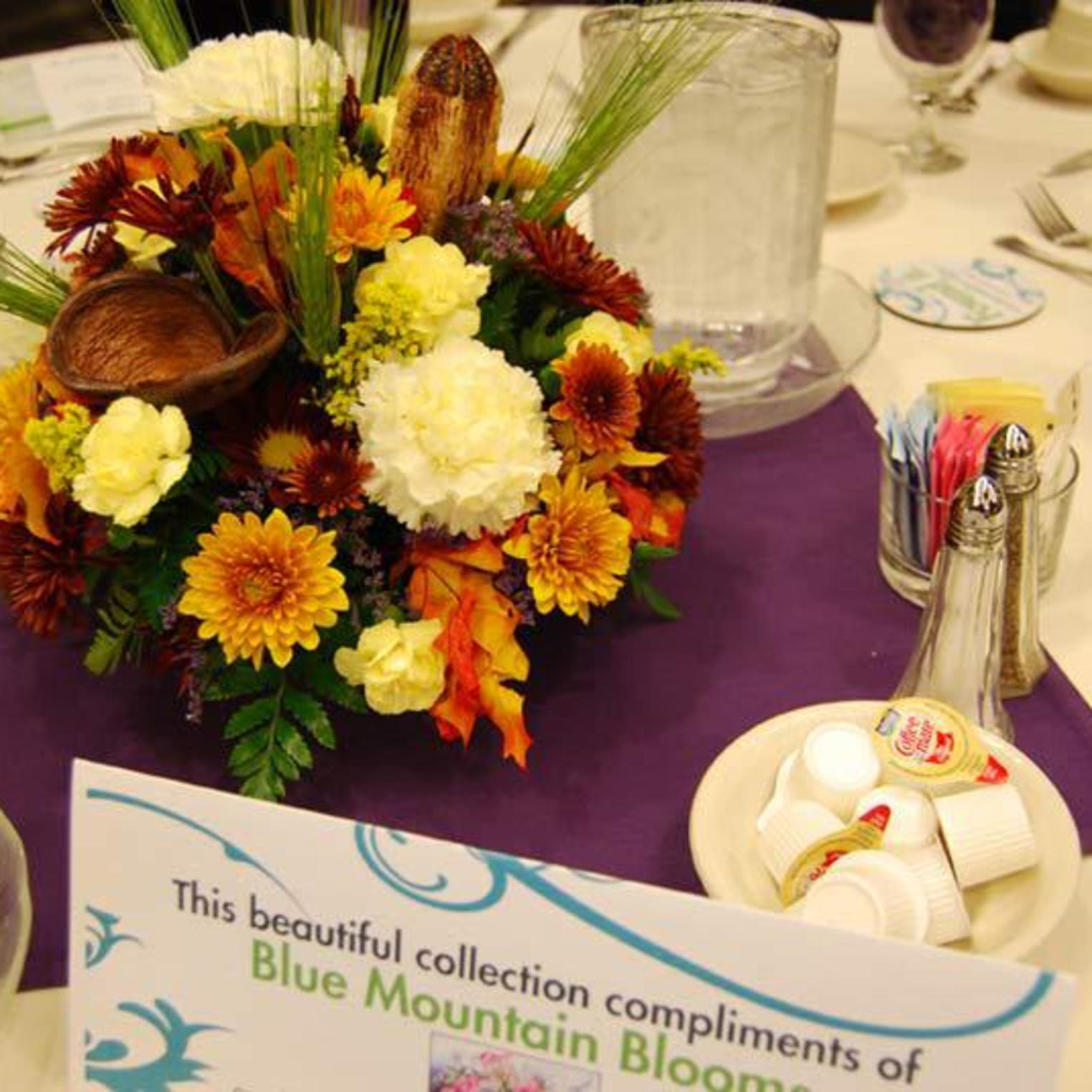 Blue Mountain Blooms Fall Banquet Centerpiece