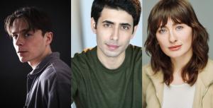 The cast of In the Devil’s Hands Rory Greenwood, Umer Khan, and Phoebe Lloyd