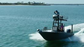 Capt. Jay Withers on a fishing boat, front view