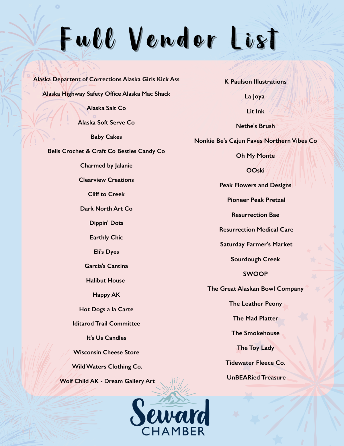 Updated 2025 Vendor List