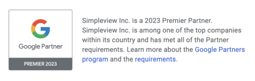 Simpleview Inc. is a 2023 Google Premier Partner