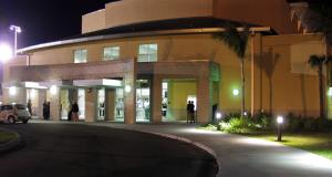 Night shot of the Center For Performing Arts in Punta Gorda, Florida