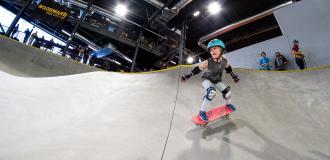 young girl skateboarding