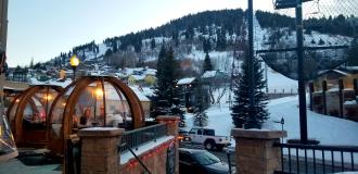 Large Alpine Globes for dining outside in winter.