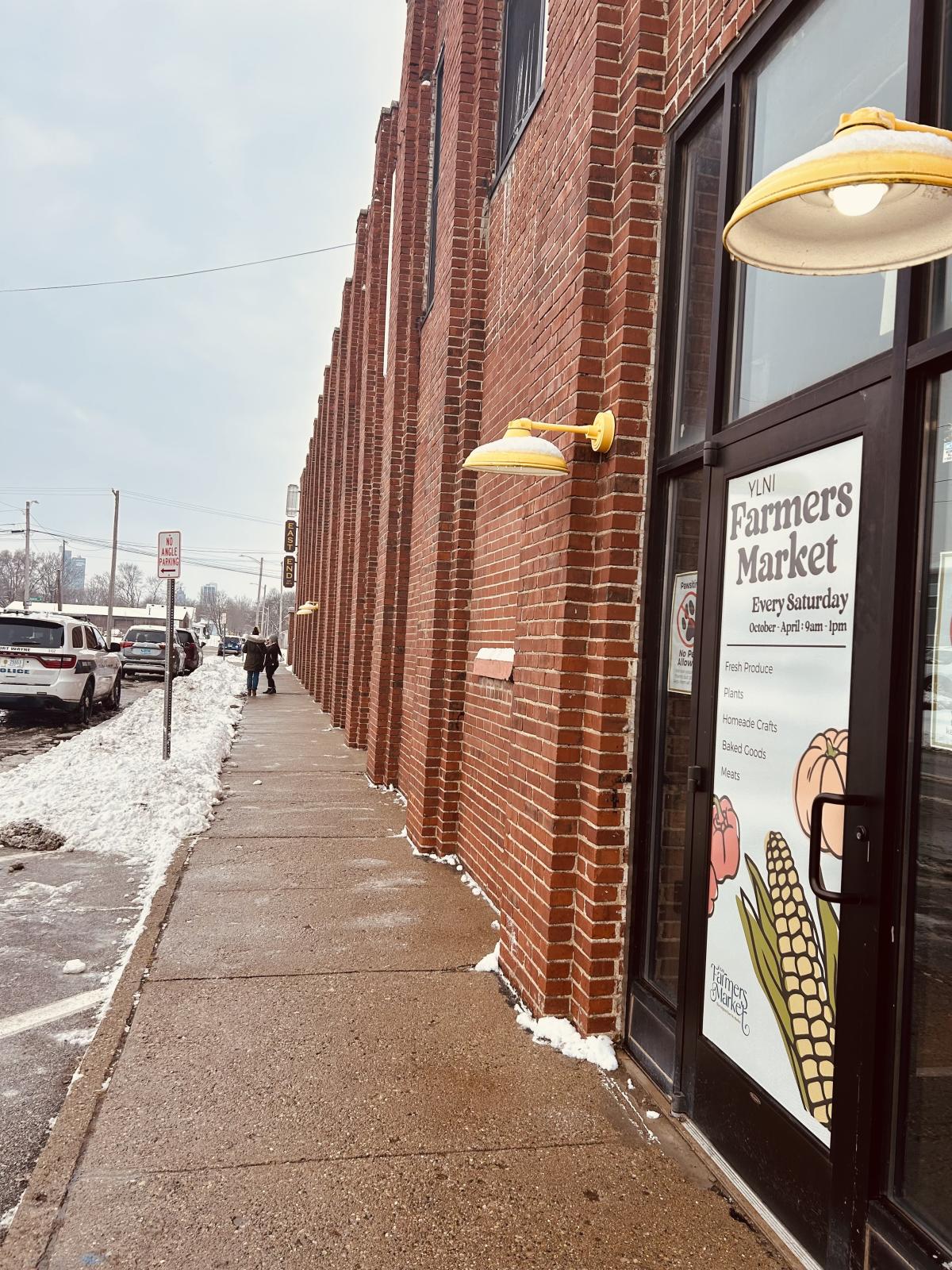Outside view of YLNI Winter Farmers Market building