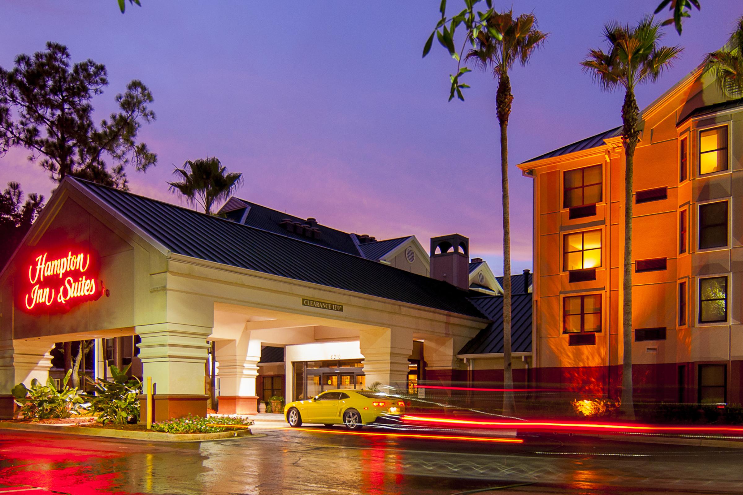 Hotel entrance at night