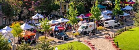 Farmers Market - Aerial shot of tents and food trucks