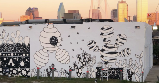 abstract cactus mural west dallas