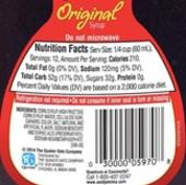 Store bought syrup nutritional facts.