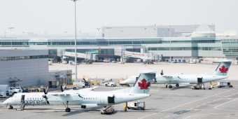 Air Canada planes on the tarmac at Pearson International Airport