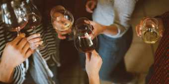 People cheers wine glasses
