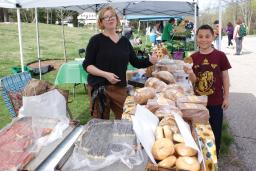 Baked Goods Vendor and Customer at Pawtuxet Village Farmers Market