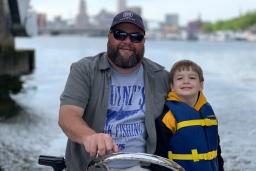 Father and son boat tour