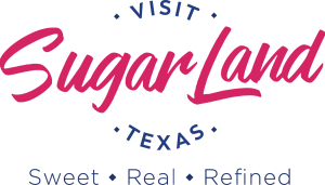 logo for Visit Sugar Land in pink and blue colors